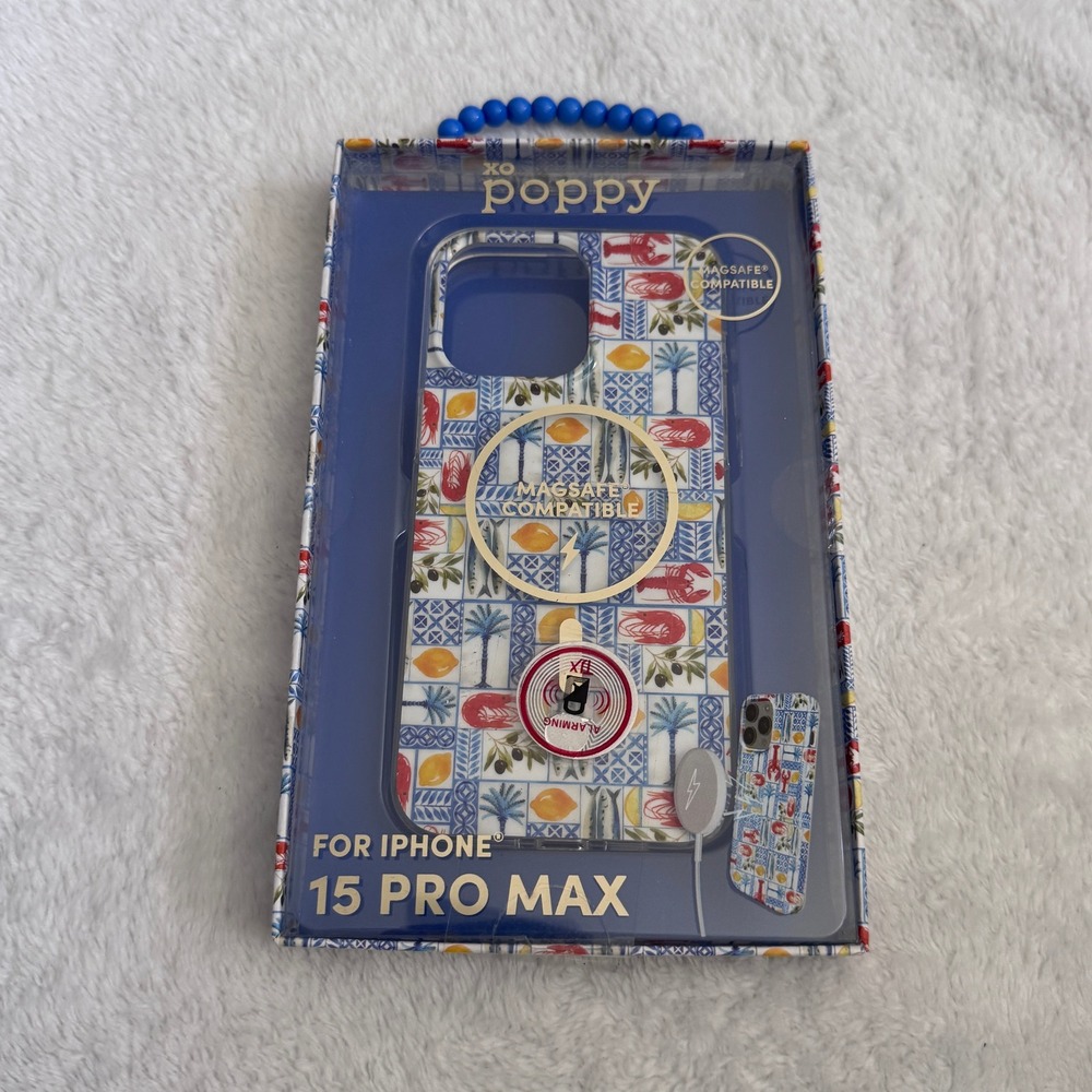 XO Poppy for iPhone 15 Pro Max Case MagSafe Mediterranean Lobster Lemon Tile